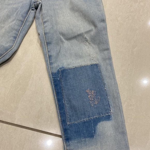 Polo Ralph Lauren Girl Light Blue Wash Denim Patch Jeans Size 5 - Picture 4 of 8